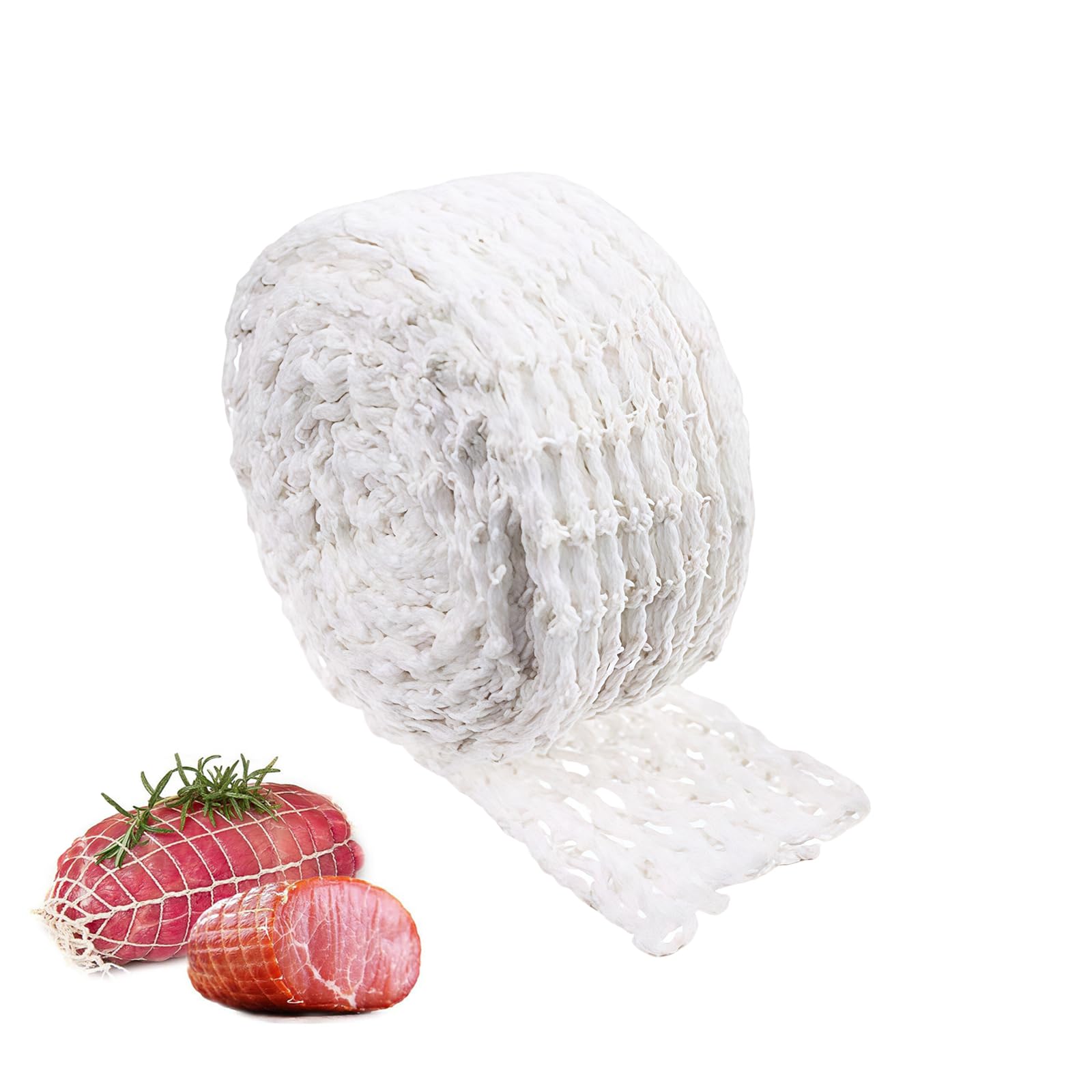 1 sztuka siatka na mięso do wędzenia, siatka na szynkę, siatka na rouladen, odporna na wysokie temperatury i elastyczna siatka wędzarska (5 m, 18 otworów)