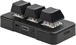 iKKEGOL Mini USB tipo C com fio 3 teclas, teclado mecânico de 9 teclas, teclado macro para jogos totalmente programável, controle com uma mão, luz RGB HID pad (preto)