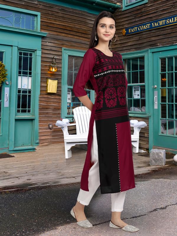 Image of Pinkmint Women's Printed Kurti for Women's Round Neck Straight Kurti for Women (Pack of 5 | Avaiable in Plus Size)
