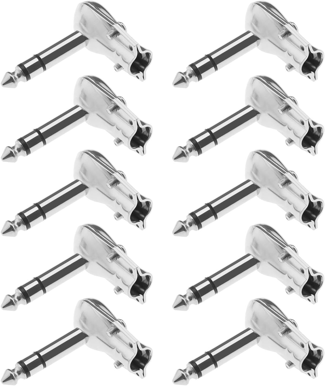 SING F LTD 2-Pack 1/4 Inch Right Angle Audio Adapters - 6.35mm Male To Female Stereo Connectors For Guitar & Equipment