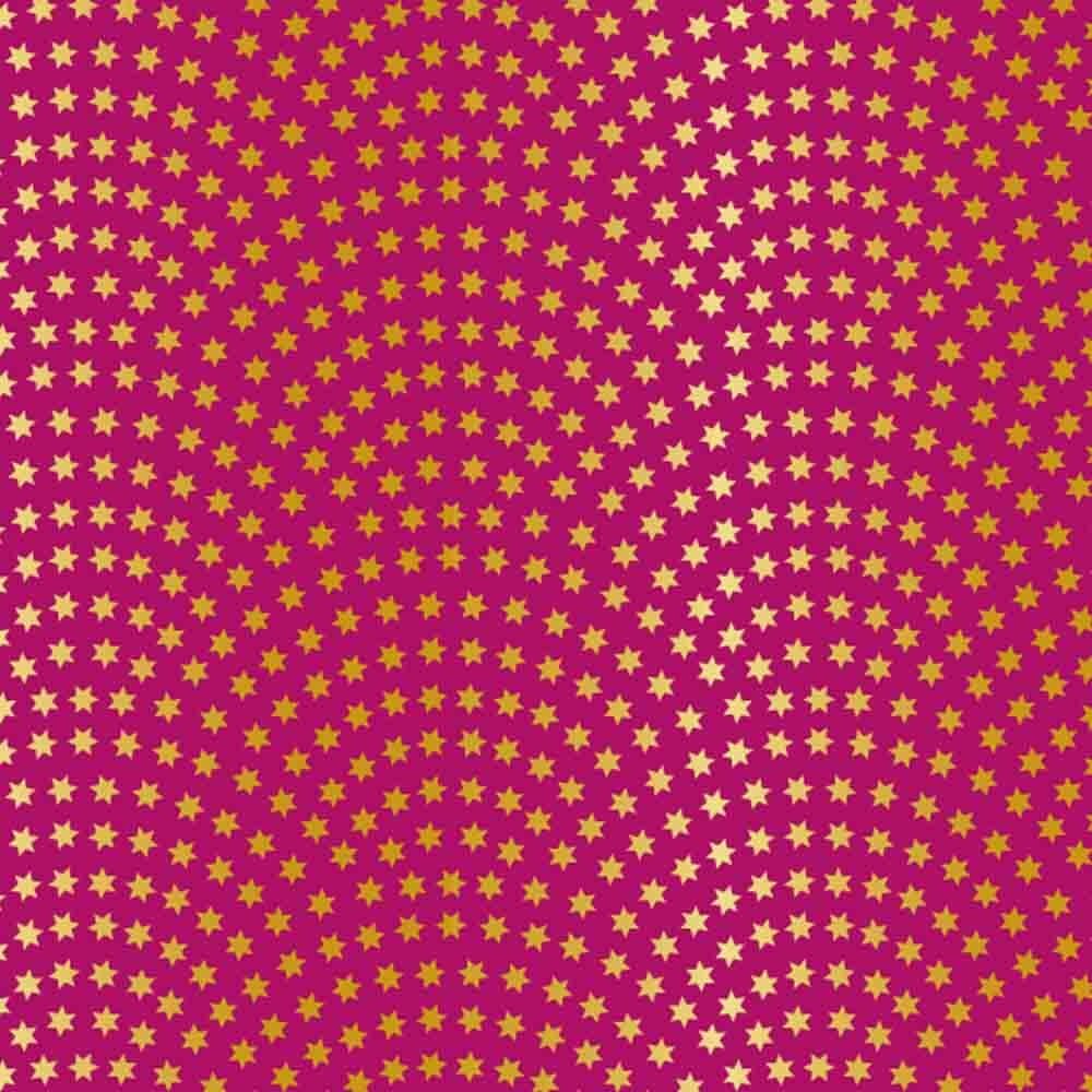 Geschenkpapier Kraft weiss - pink Sterne gold - extra stark 90g/qm 70 cm x 50 m, 1 Rolle(n)