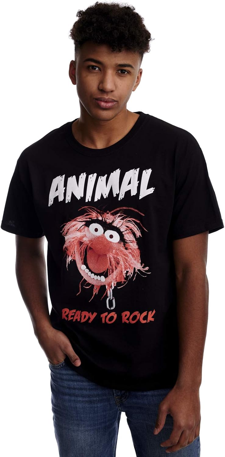 The Muppets Animal - Ready To Rock Hombre Camiseta Negro Regular