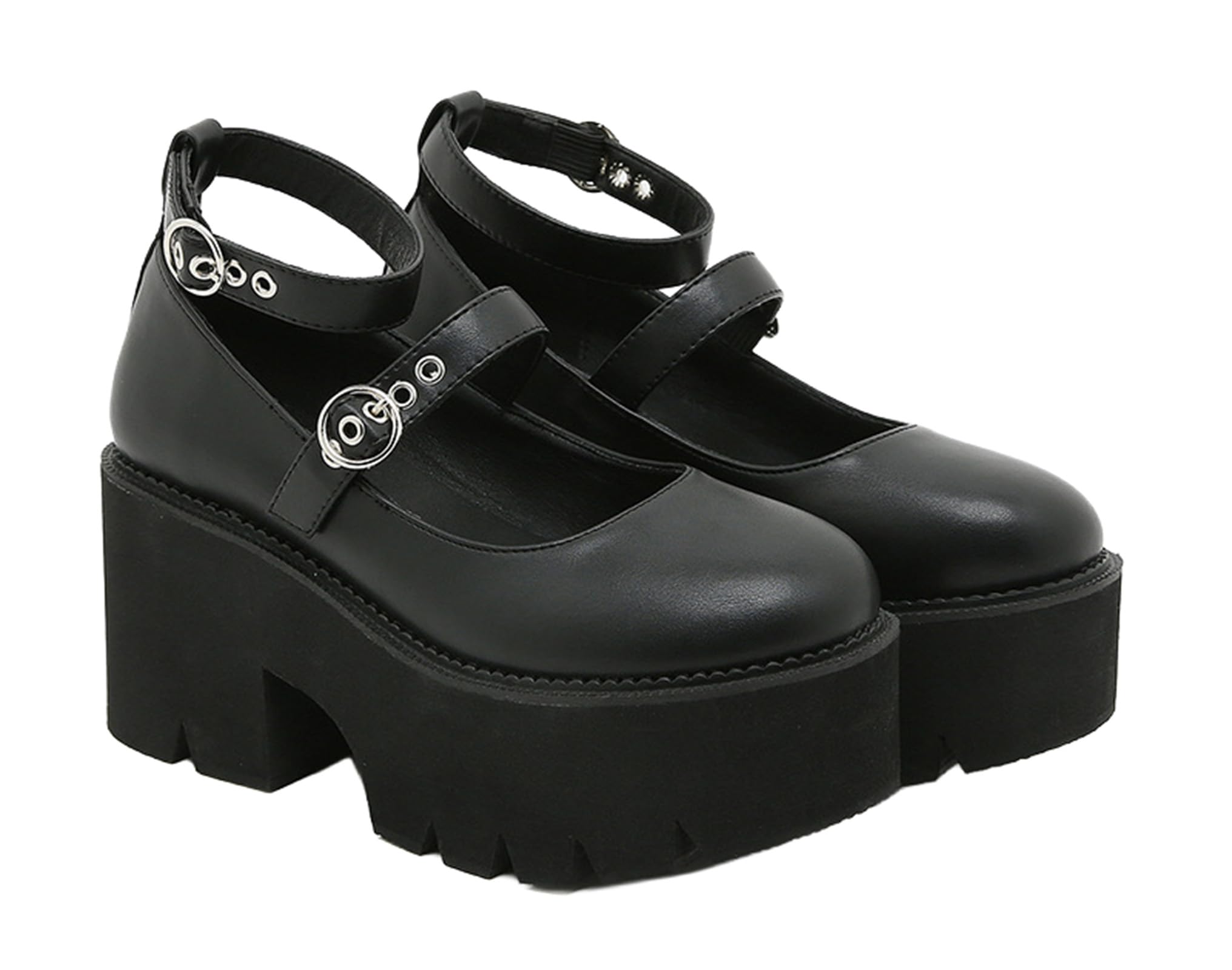 Zapatos Punk Mujer Mary Jane Plataforma Lazo Remaches Cadena Góticos Casuales Cuero Negro Tacón Grueso Punta Redonda Ideales para Jeans Vestidos JK Faldas Halloween Viajes Fiestas Cosplay Citas