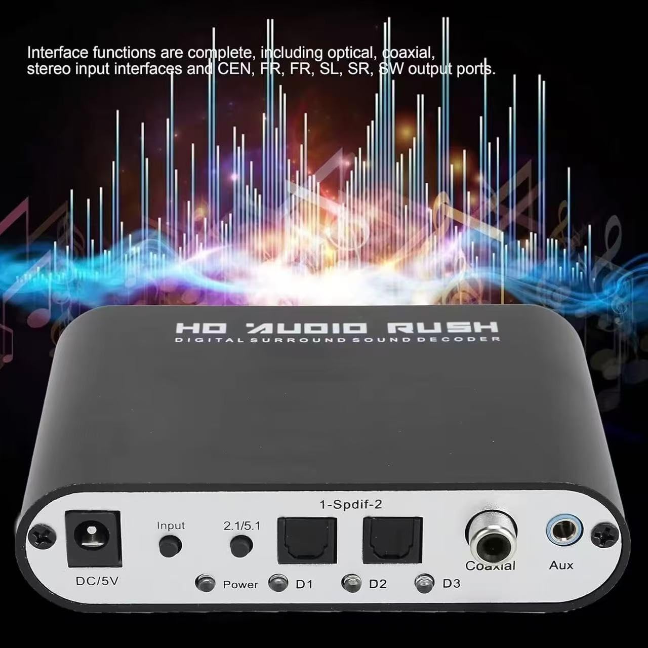 Convertisseur audio numérique vers analogique 5.1 canaux stéréo AC3 optique SPDIF coaxial AUX 3,5 mm vers 6 RCA amplificateur de décodeur de son