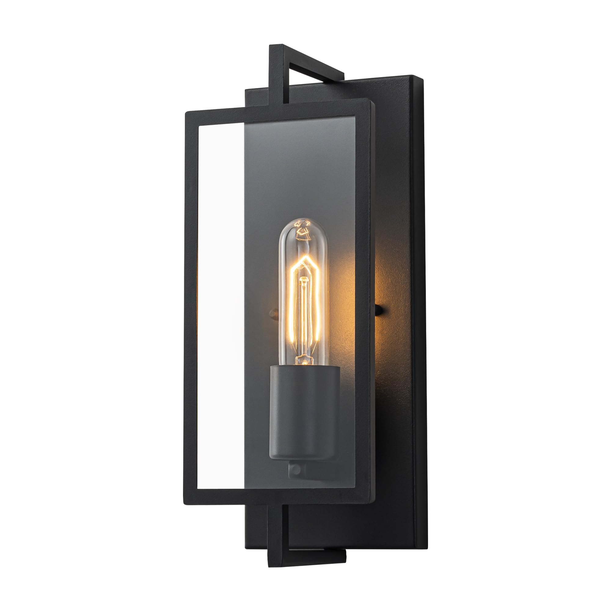FTL Black Wall Lights, Industrial Wall Lights Fixture for Living Room, E27 Vintage Inside Lamps, Bedroom Wall Sconce Lights Metal&Glass, Retro Indoor Lighting for Hallway Kitchen Bedside, Wall Mounted