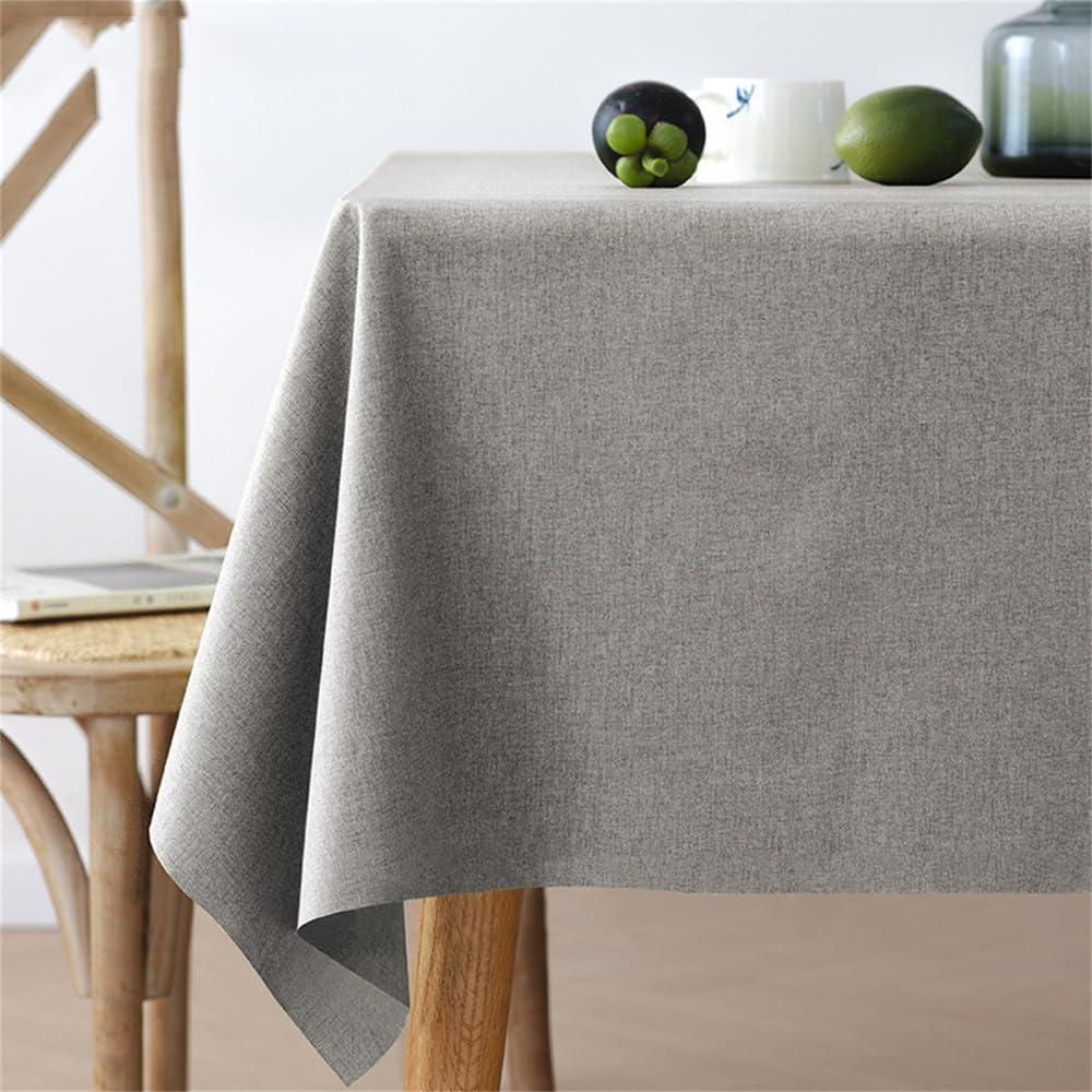 Obrus bawełniano-lniany Jednokolorowy chiński prostokątny obrus na stół Ręcznik na stolik kawowy, ciemnoszary, 140 x 220 cm