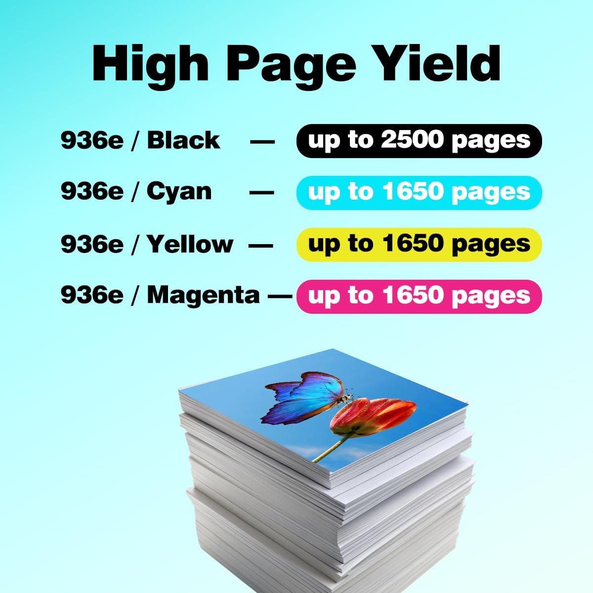 936e Black Replacement for HP 936 Black Ink Cartridges for HP Printers 9125e 9135e 9130e 9120e Series, for 936 Series HP936 HP936e 936xl Work for OfficeJet Pro 9730e 9720 9128e 9110b 9130 b (1 Pack)
