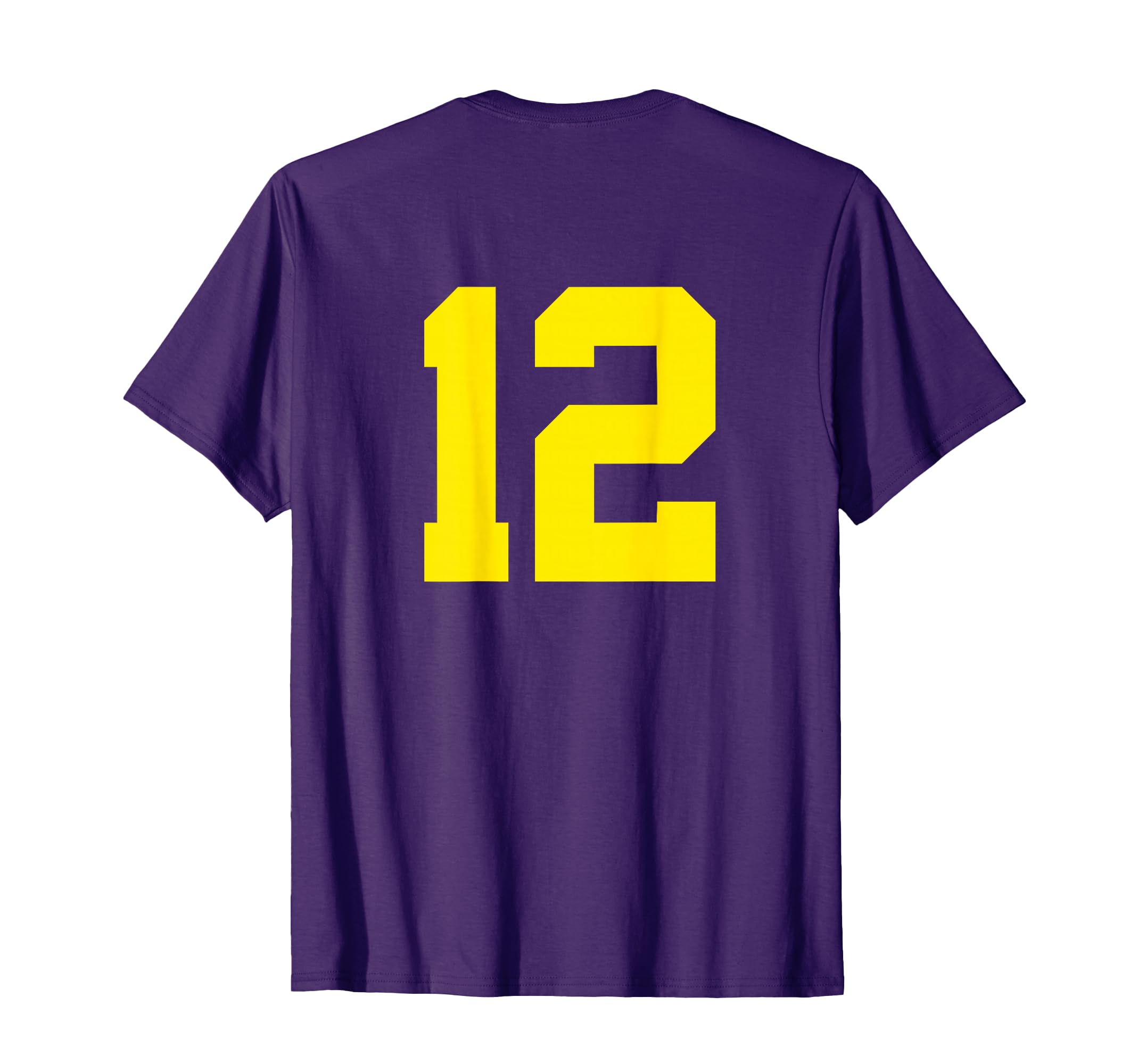 Yellow Number 12 (on Back) Sports Team Jersey Number T-Shirt