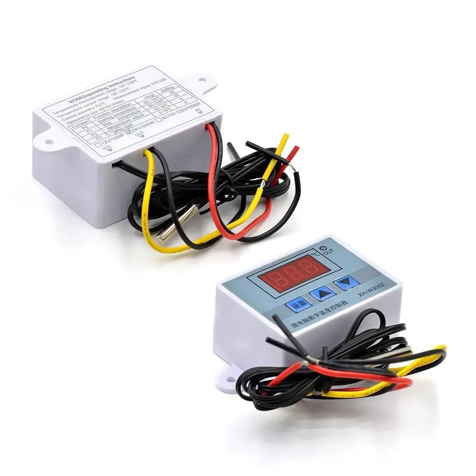 XH-W3002 10A 12V 24V 110V 220V AC Regolatore di temperatura LED digitale for incubatore Interruttore di riscaldamento e raffreddamento Termostato Sensore NTC(110V-220V1500W)