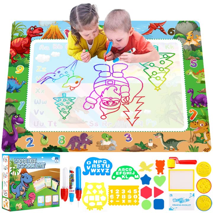 Purpledi Alfombra de Dibujo Agua - PVC, Doodle Alfombra Mágica, 120 * 90 cm esteras Pintura con 7 Colores, Juguete Educativo Regalo para Cumpleaños Navidad