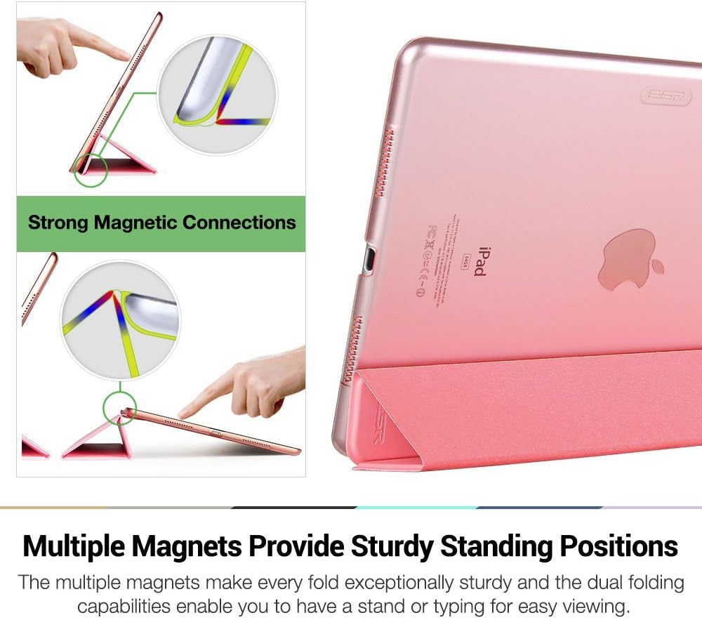 ESR Yippee Trifold Smart Case for iPad Pro 9.7, Translucent Frosted Back Magnetic Cover with Auto Sleep/Wake Function [Light Weight] Compatible with iPad pro 9.7 inch 2016 Release (Sweet Pink)