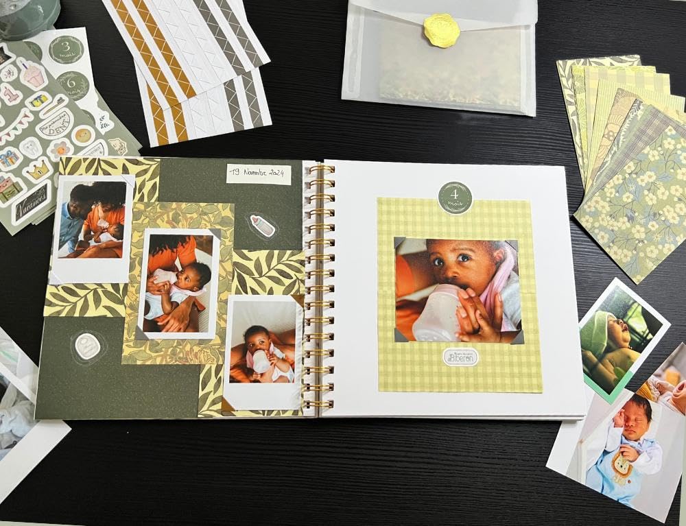 Album Bébé Kit de Scrapbooking de Naissance - Précieux Souvenirs - Cadeau de Maternité pour Garçons et Filles