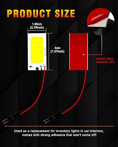 Miniatura 2 de Qasim COB 18-SMD - Lámpara de cúpula de panel LED para automóvil, placa de lectura interior de automóvil, techo de techo, lámpara con cable con