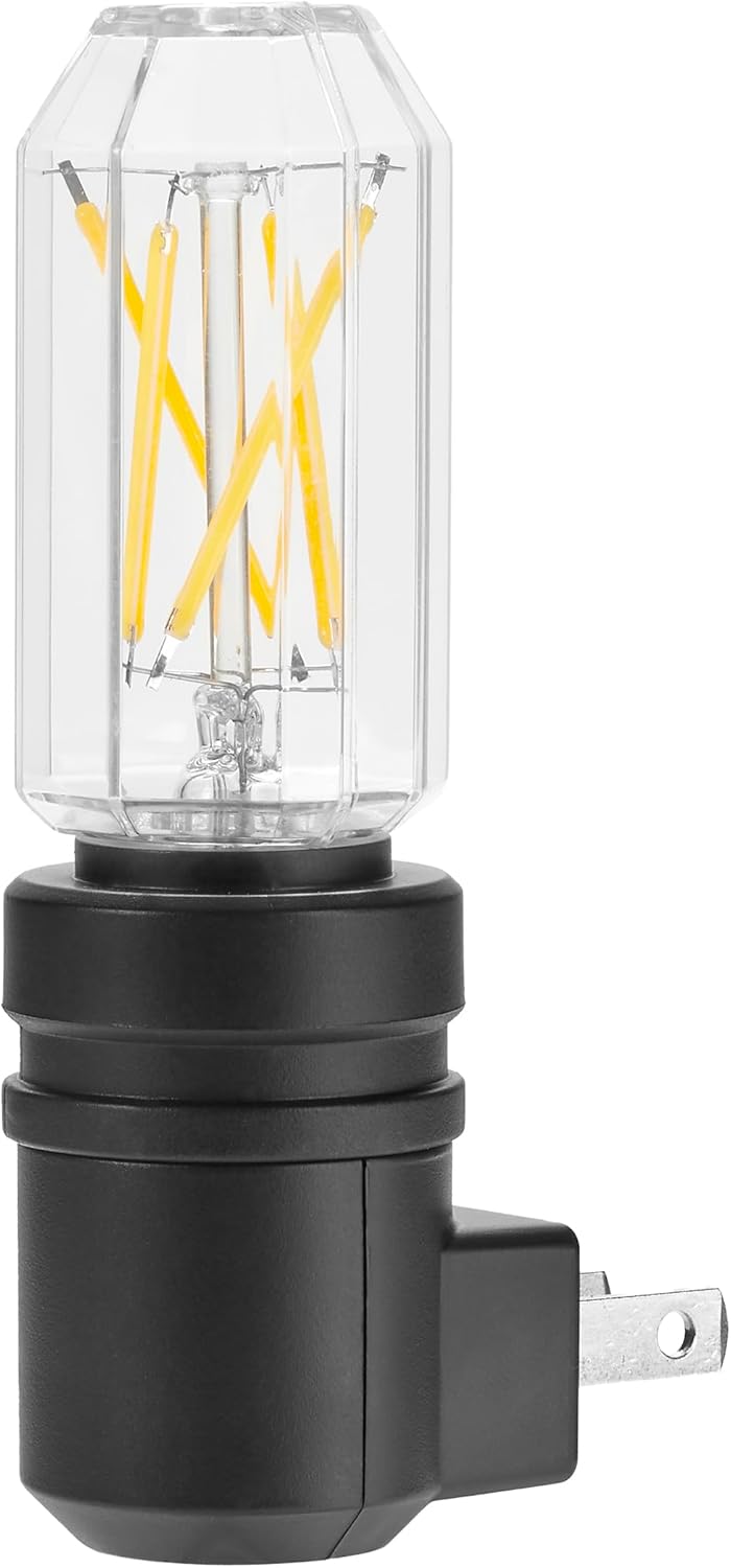 Maxxima Vintage LED Night Light, Plug-in Wall Outlet Filament Edison Bulb Style, 2700K Warm White, Automatic Dusk-to-Dawn Sensor, Rustic Design Ideal for Bedrooms, Kitchens, Bathrooms, 2-Pack