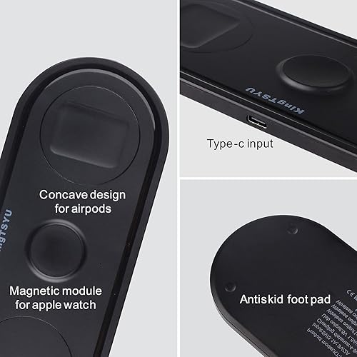 Miniatura 7 de Cargador inalámbrico para iPhone, estación de carga 3 en 1 KingTSYU para múltiples dispositivos Apple, almohadilla de carga inalámbrica de viaje