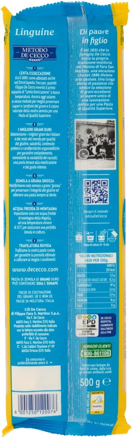 De Cecco Linguine No. 7 De Cecco 500G