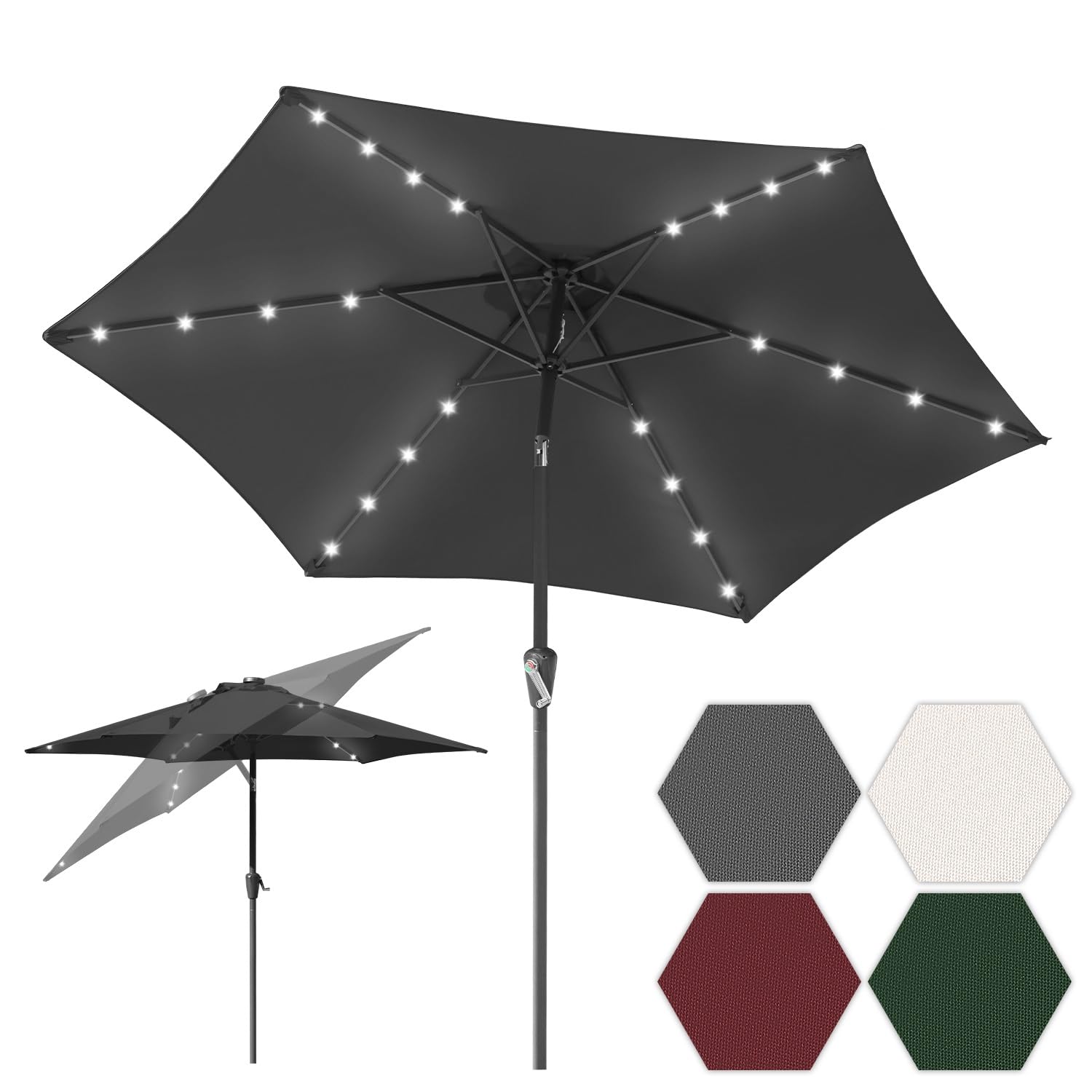 Parasol przeciwsłoneczny, 270, 350 cm, duży parasol ogrodowy, wodoodporny, bez stojaka, parasol z korbą ręczną, na balkon, do ogrodu, na taras