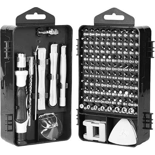 115-in-1 Precision Screwdriver Set Professional Repair Kit with Magnetic Non-Slip Handle and Tweezers with Flat and Multiple Bits