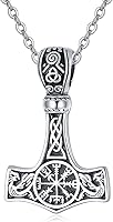 Vista 1 de VONALA Collar gótico de plata de ley 925, daga punk, martillo de Thor, punta de flecha, lobo, león, árbol de la vida, collar con colgante de urna