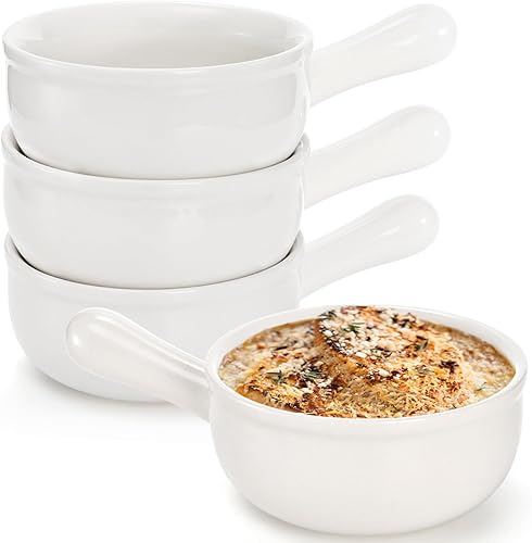 Miniatura 1 de TOPZEA Juego de 4 cuencos de sopa de cebolla francesa con asas, cuencos de cerámica de 15 onzas para sopa individuales para sopa, estofado de