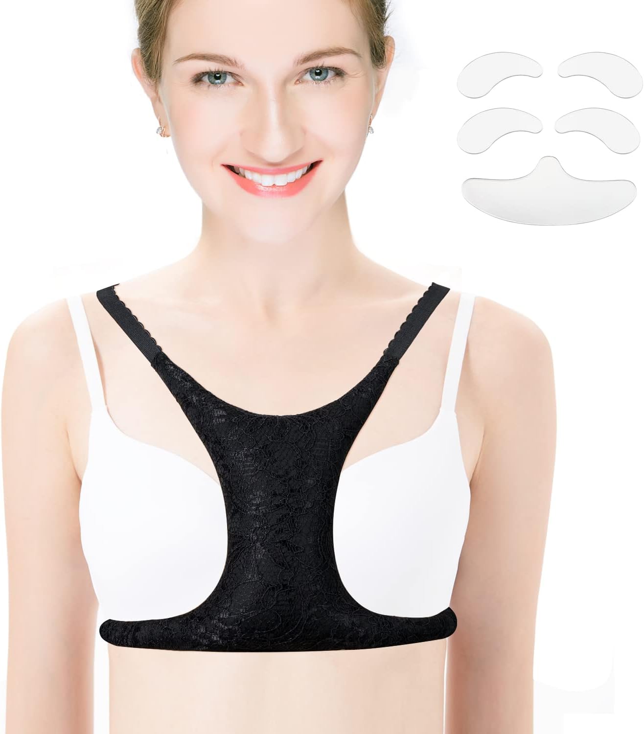 Zcvtbye Anti Wrinkle Bra Pillow Set Breast Wrinkle Prevention, Eliminate and Prevent Chest Wrinkles, Anti Aging Pillow Breast Support for Women (Chest Pillow+Silicone Anti-Wrinkle Face Pads 5pcs)