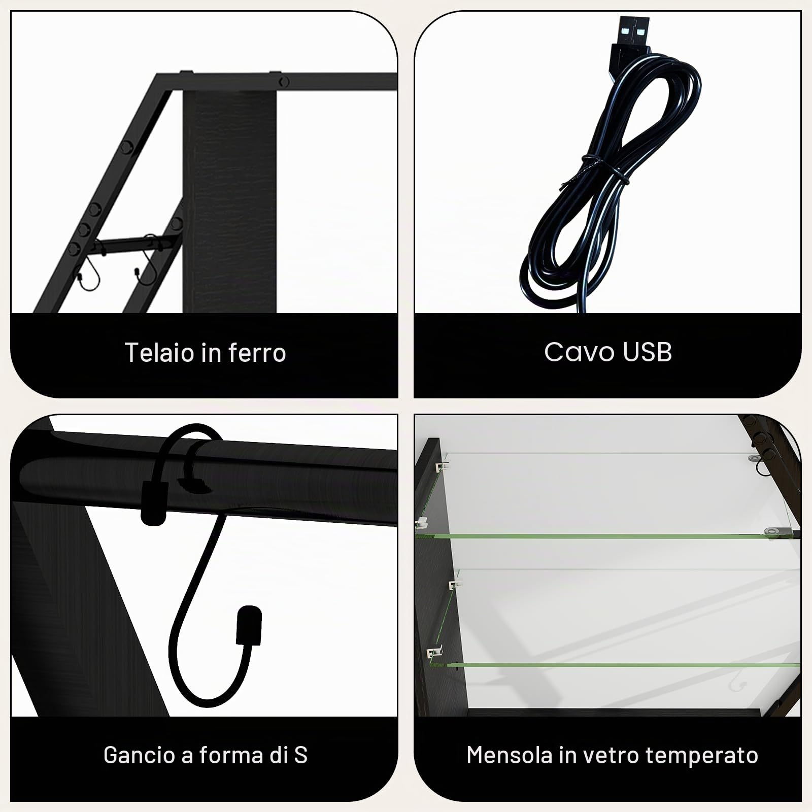 YU YUSING Mensole da Muro con 7 Colori RGB, Scaffale da Parete, Espositore