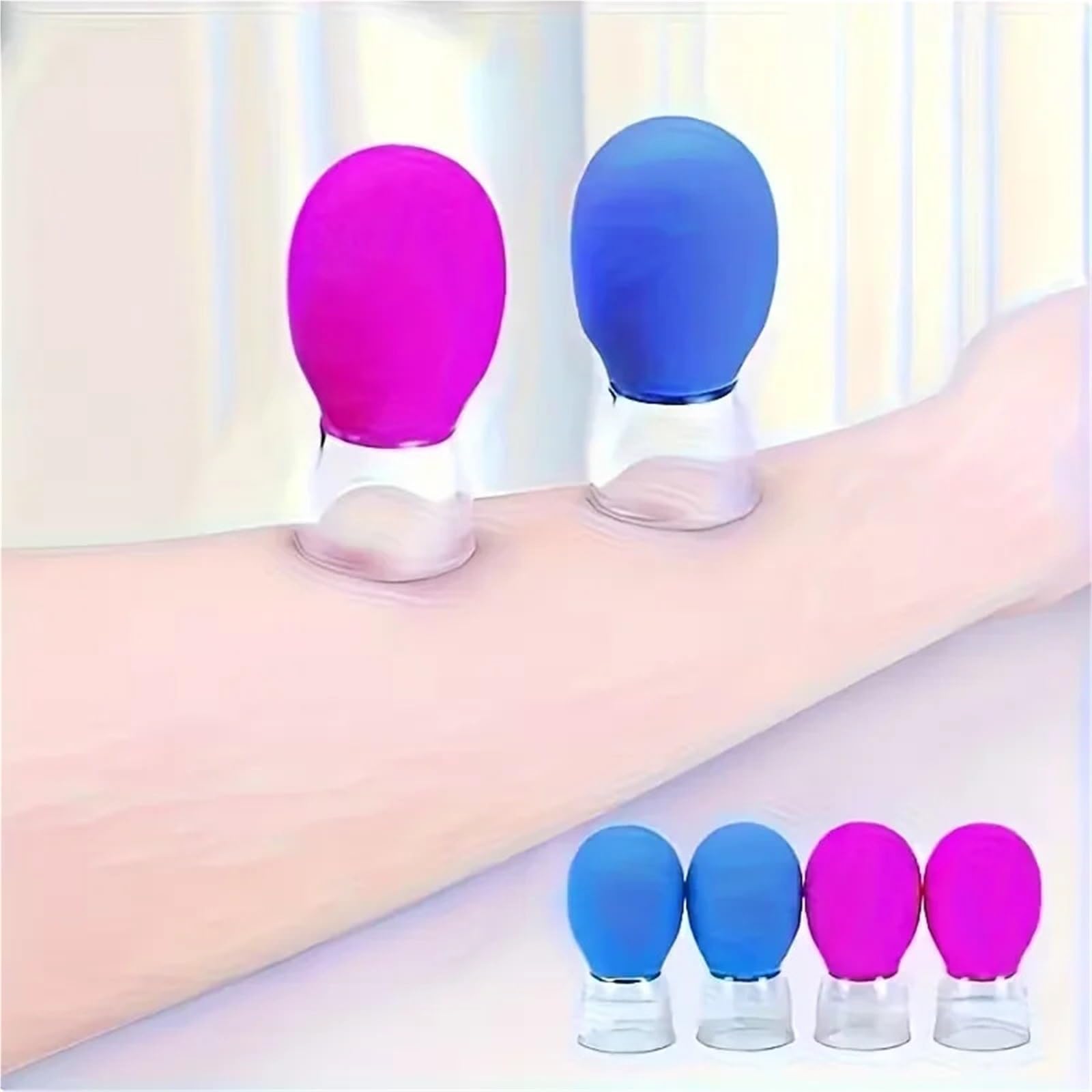 Coppette Per Massaggio Set di coppette in silicone for viso e corpo | Massaggiatore con aspirazione a vuoto for meridiani, coppetta for il viso e la schiena(50pcs Blue)