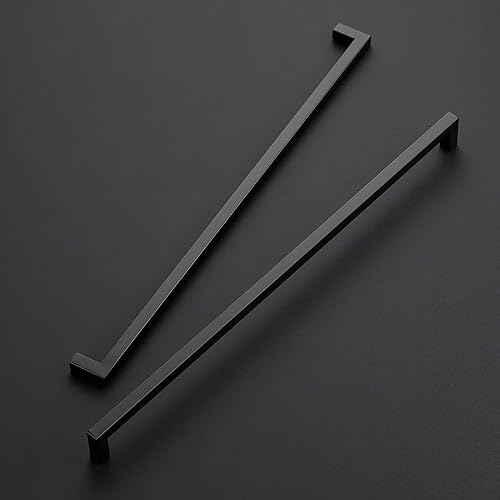 Miniatura 2 de Ravinte Paquete de 20 manijas cuadradas de gabinete de cocina de 18 pulgadas, color negro mate, tiradores de cajón negros, manijas de gabinete de