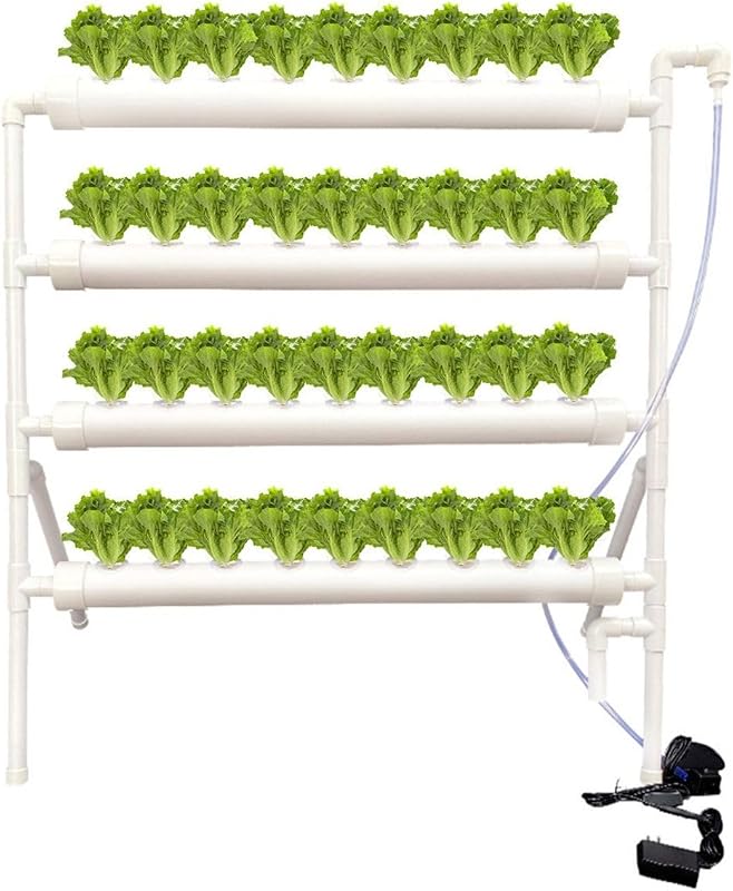 Hydroponic Plant Growing System 36 Pod– PVC Vertical Garden Kit | Sponges, AU/US Plug.