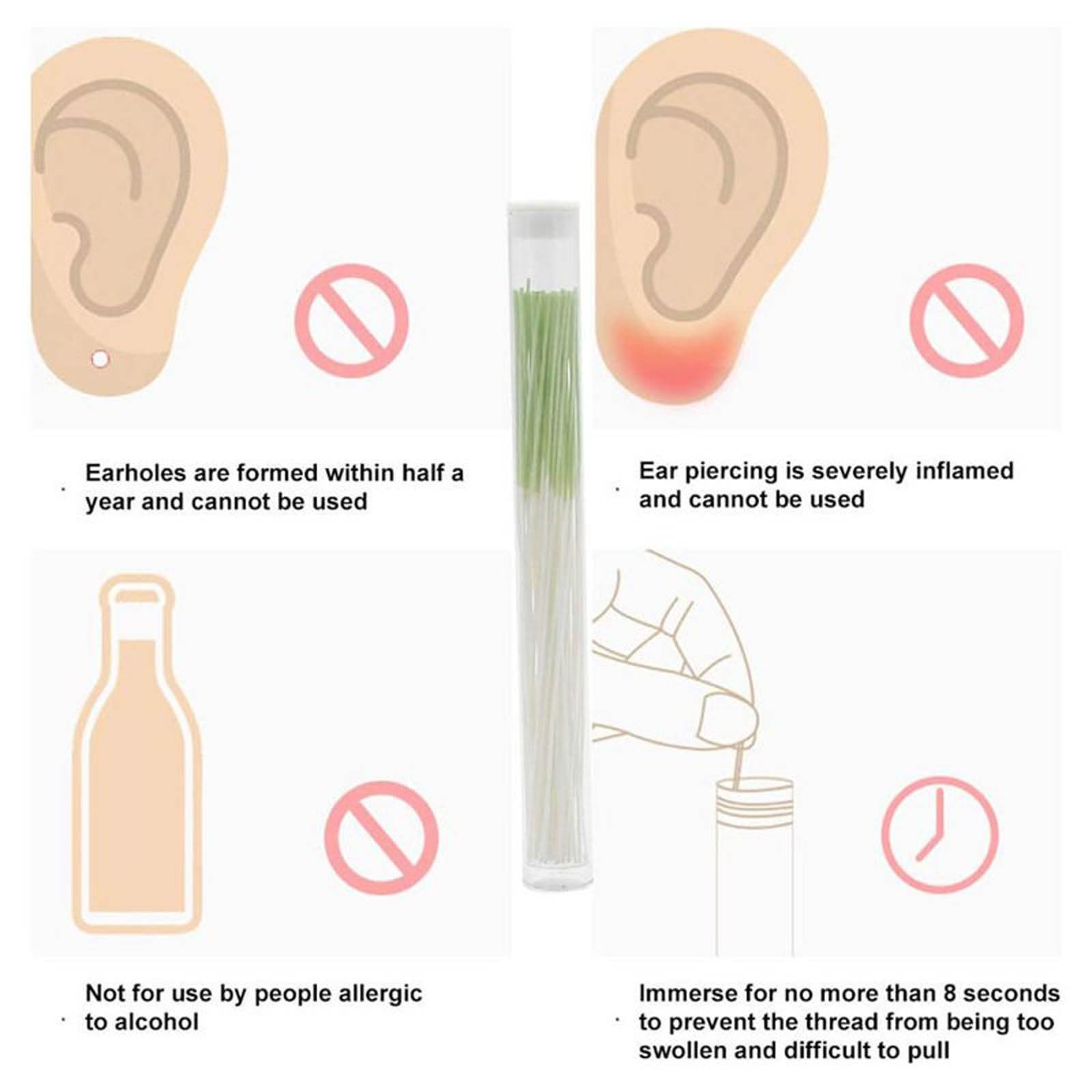 Nettoyant Pour Piercing D'Oreilles - Fils Jetables Parfum Rose, Élimine Odeurs Et Résidus - Pour Hommes Et Femmes