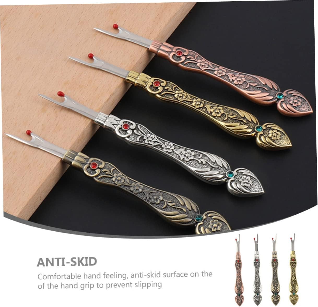 NUOBESTY 5pcs Vintage Thread Remover Tool Embroidery Cutting Tool Non- Grip for Seam Ripping and Sewing Crafting Essentials