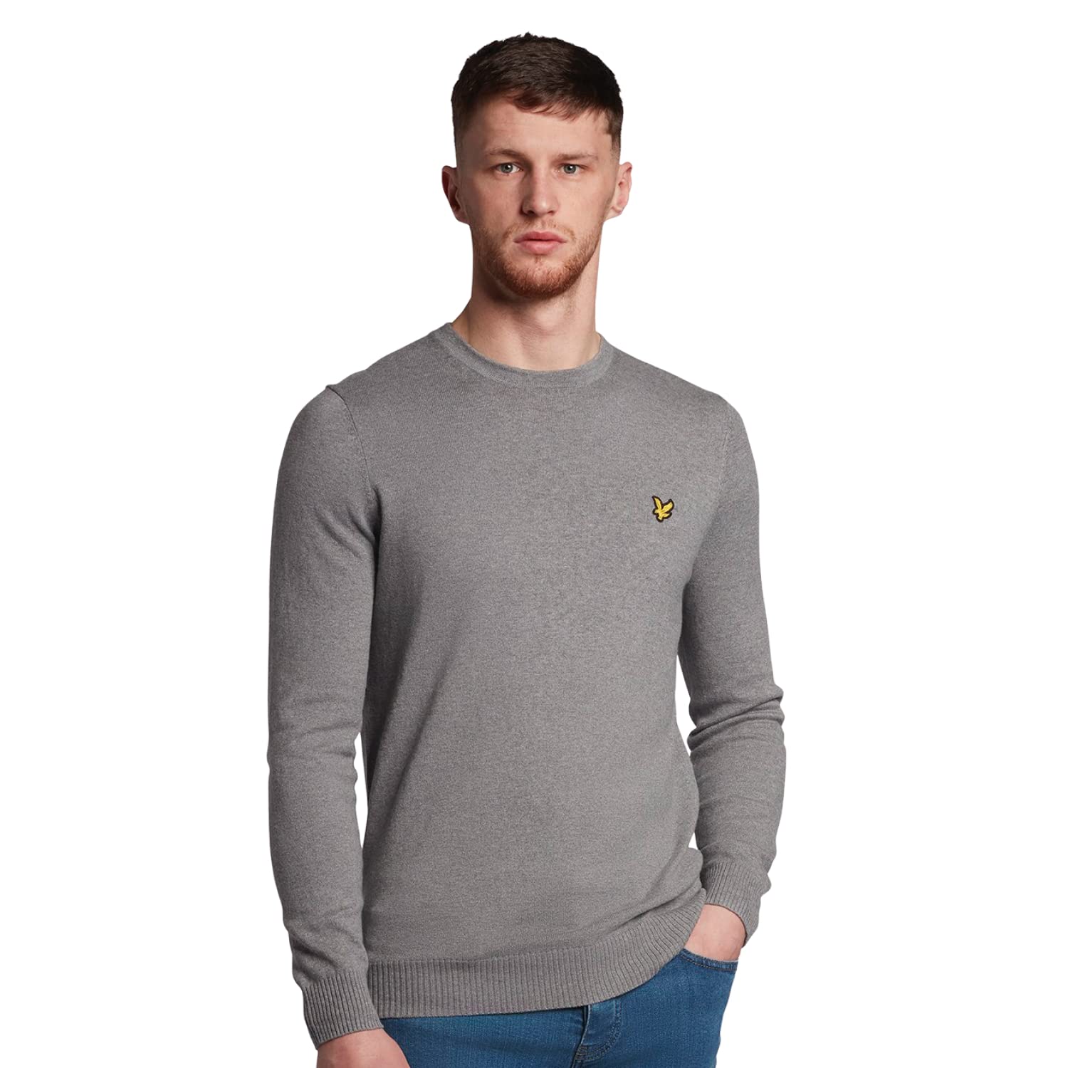 Lyle & Scott Uomo Maglia Girocollo In Cotone Merino Grigio Medio MéLange Xl-image