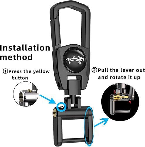 Miniatura 2 de Juedarli Llavero de metal para automóvil, resistente con 2 llaveros desmontables, para hombres y mujeres (paquete de 2 (plomizo + plomizo)