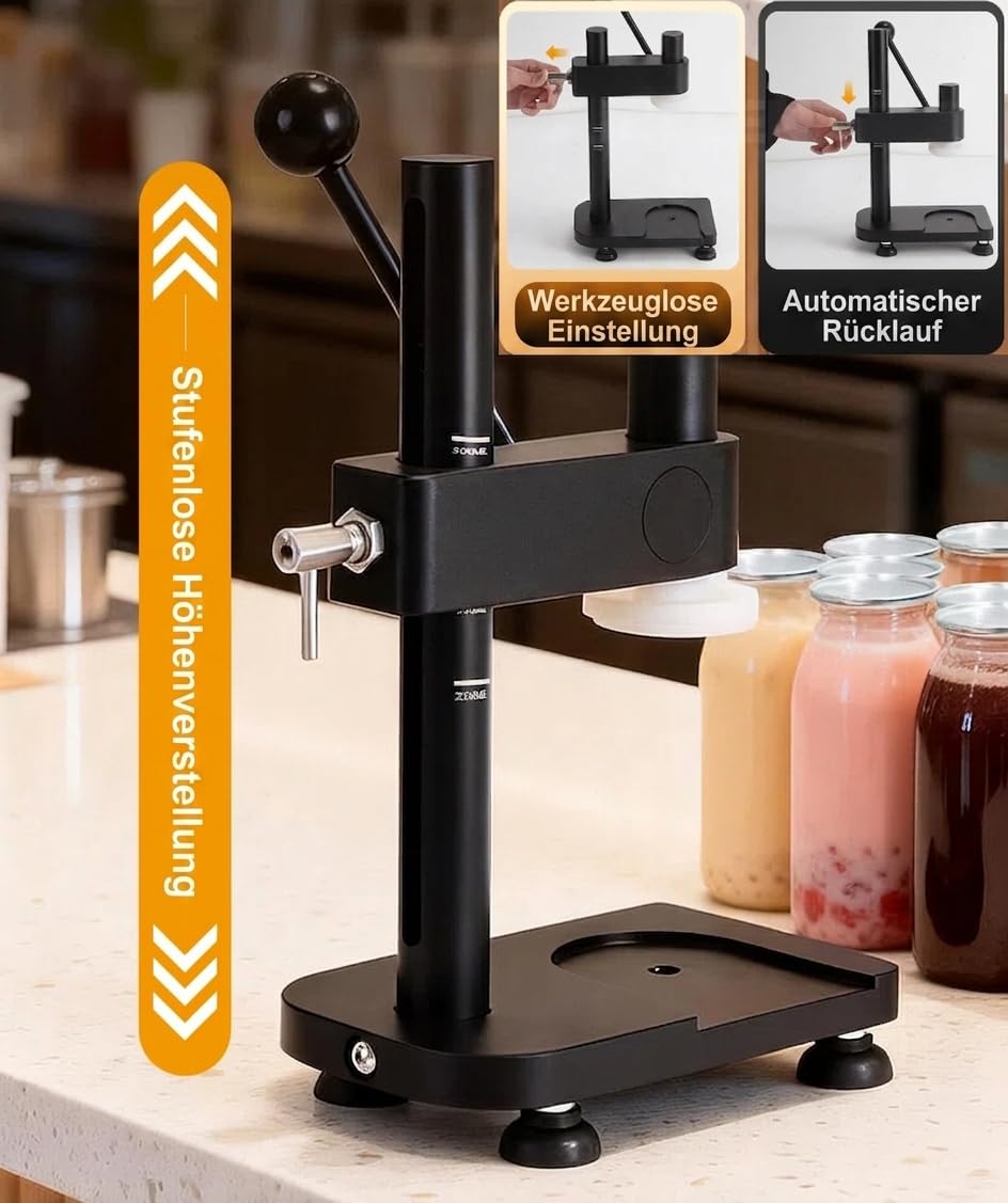 Sigillatrice manuale e per barattoli e bottiglie, chiusura a mano in lega di alluminio con altezza regolabile, capacità di chiusura 250/330/500 ml, collo bottiglia da 5,5 cm