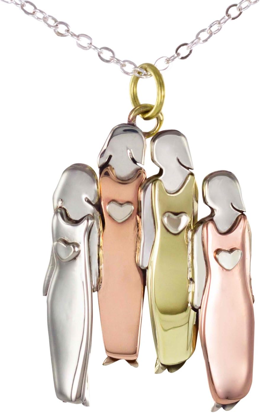 Four Sisters Pendant Necklace 4 Best Friends Girlfriends Family 20 Inch Chain