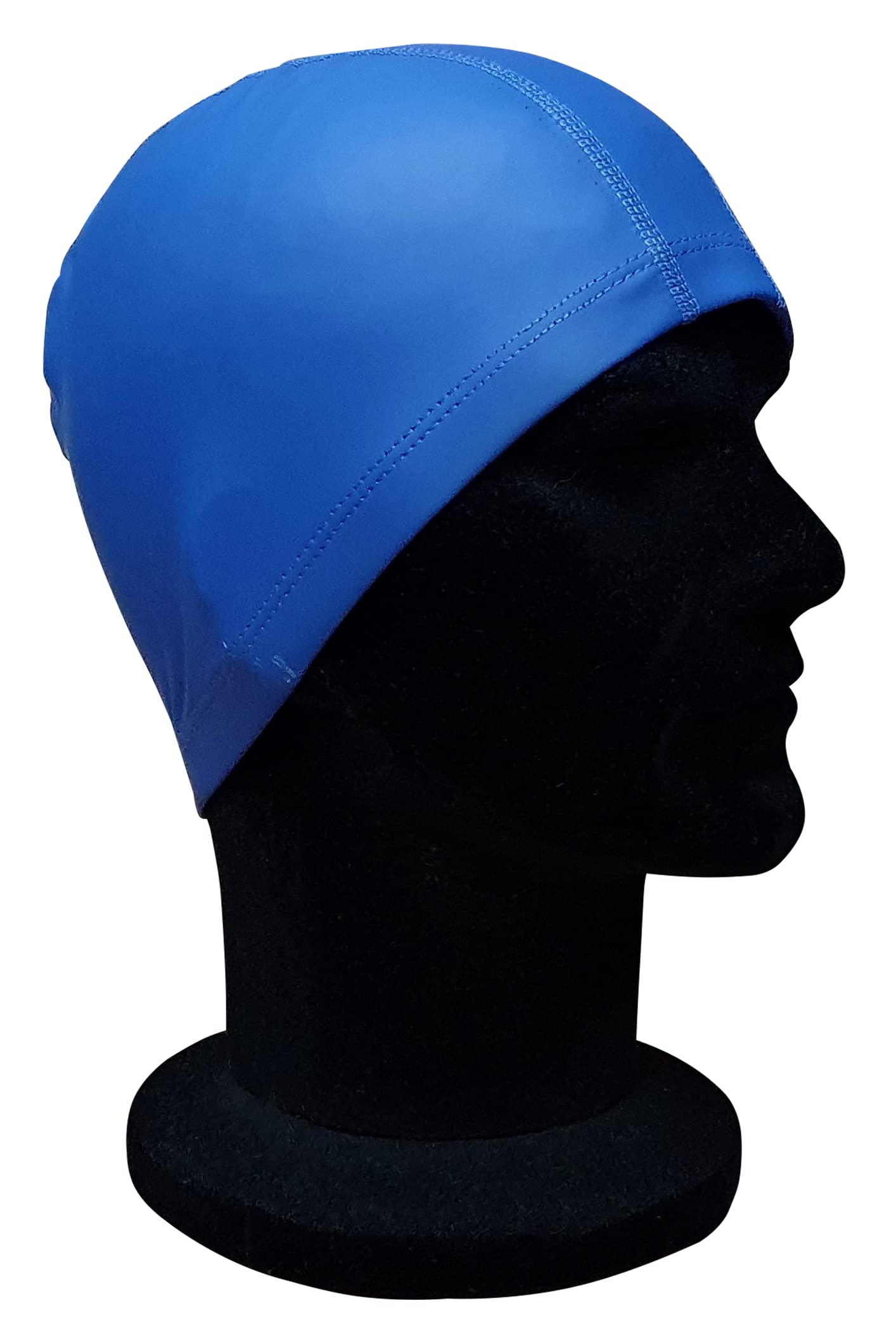 CHEX Elasticated Synthetic Soft And Easy Fit Pull On Swimming Hat Sheen Finish Plain Colours Flexible Swim Cap One Size Ages 3+ Years (Navy Blue)