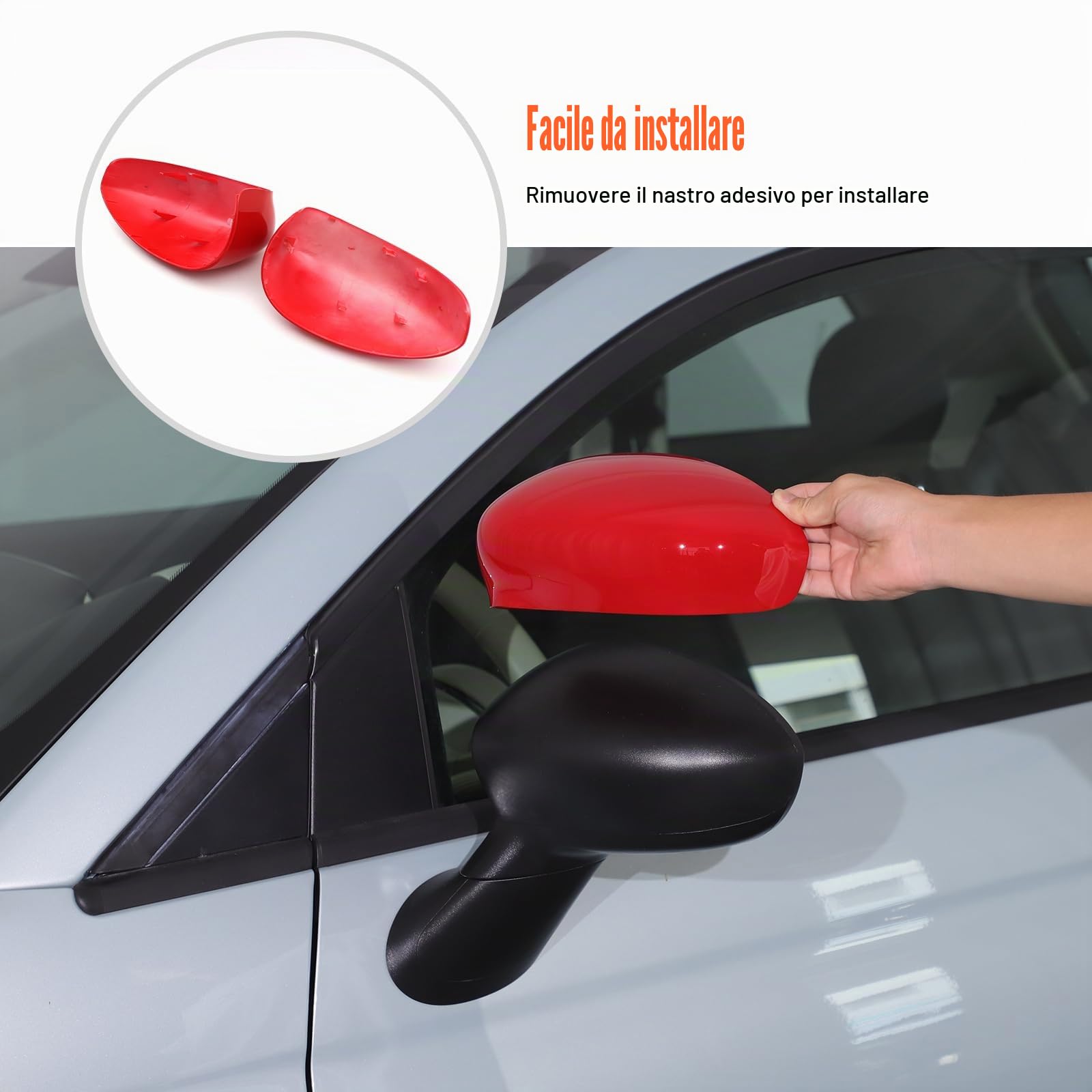 Copertura per specchietto retrovisore auto Adatta per F@i@at 500 2016-2025, Copertura per specchio retrovisore esterno, Calotta per specchio retrovisore esterno per Accessori esterni