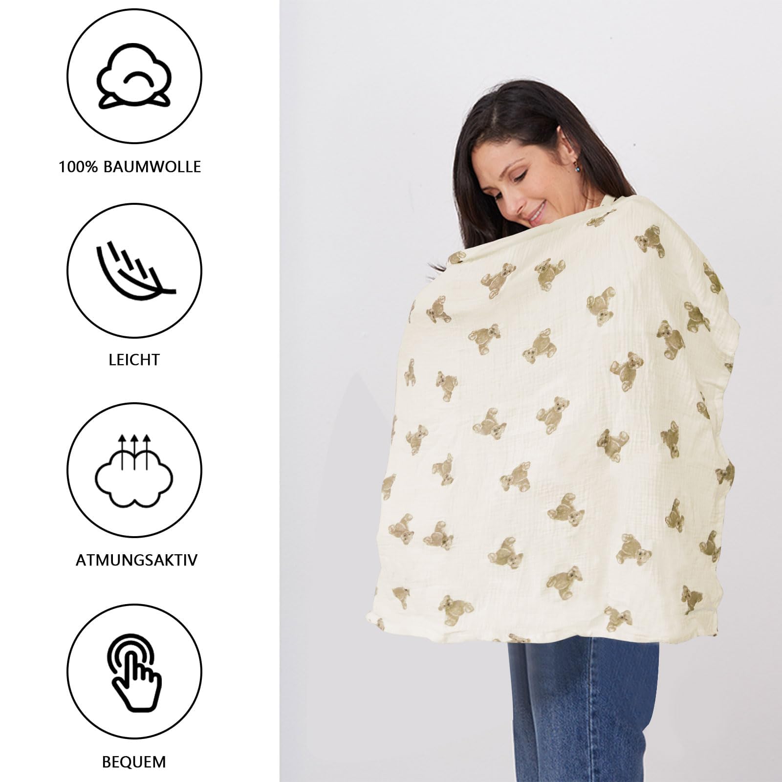 Couverture d'allaitement en mousseline pour bébé Douce et Respirante