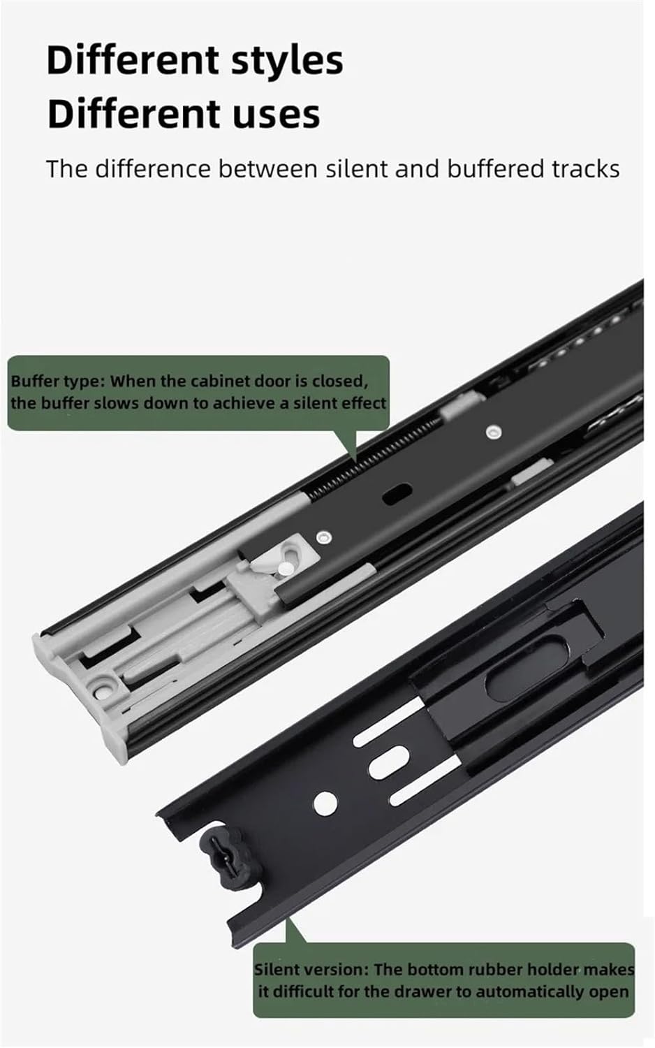 Heavy Duty Drawer Slides 6-20in 45 Wide Buffer Damping Cold-Rolled Steel Track Drawer Three Section(10in Buffer Funds)