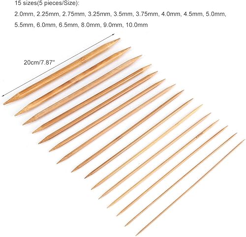 Miniatura 2 de Juego de agujas de tejer de doble punta 15 tamaños agujas largas de doble punta de 0.079 in a 0.394 in (longitud: 7.9 in)