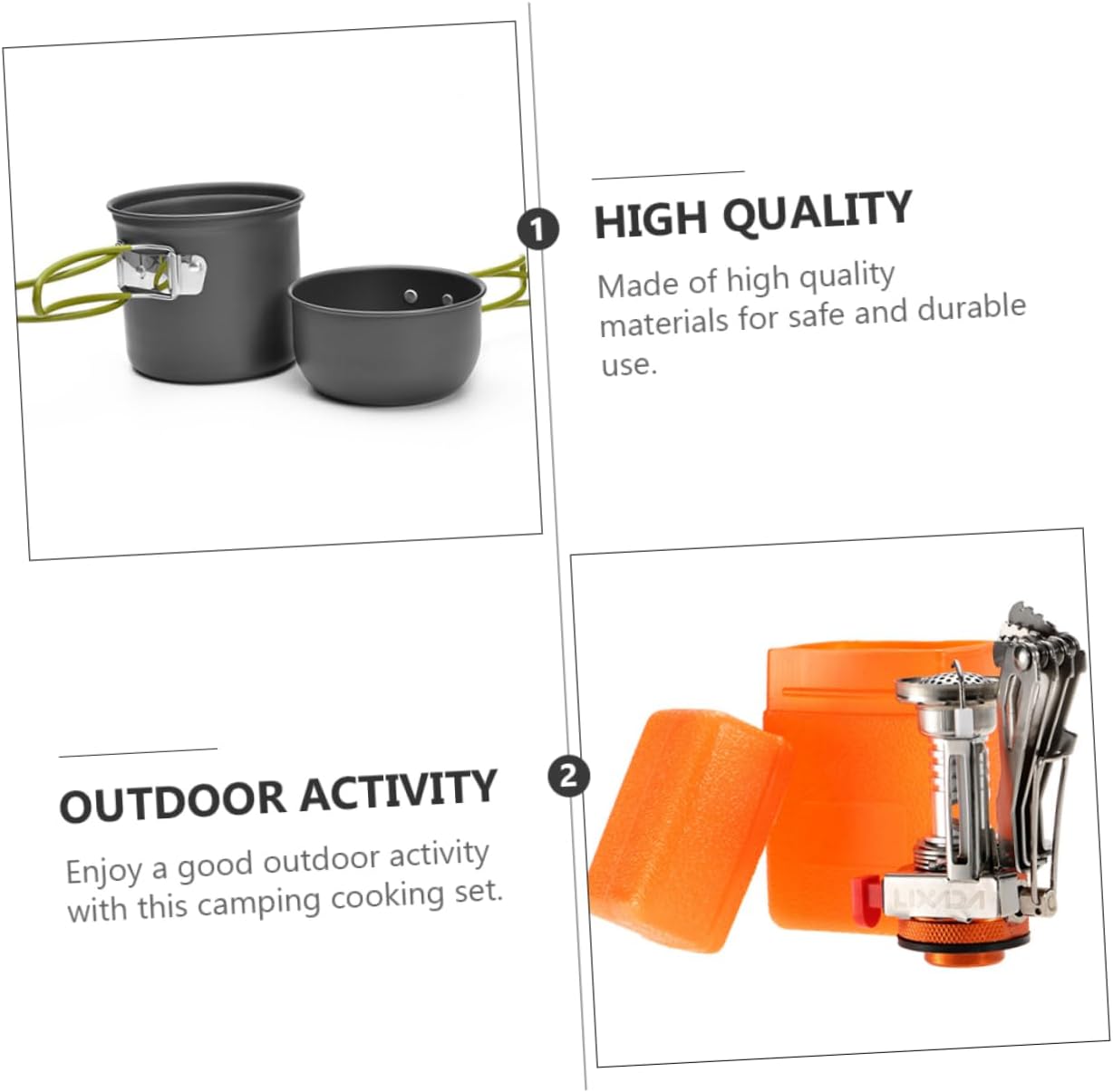 POPETPOP Aluminum Alloy Cookware Outdoor Cooking Kit Portable Camping Pot and Pan for Camping Hiking