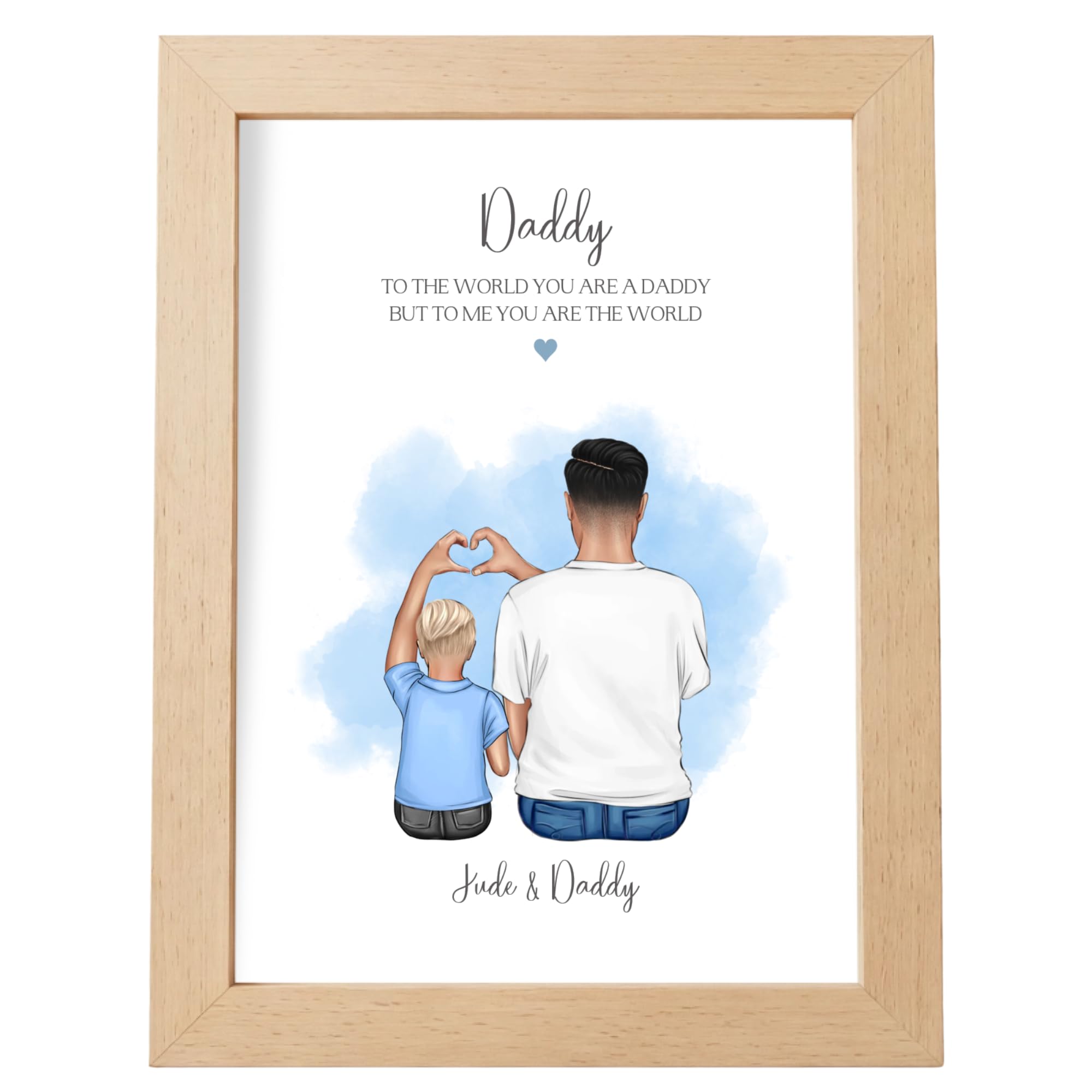 Pretty Unique Prints Personalised Daddy And Son/Daughter Print, Father's Gift, Dad Birthday Gift, Keepsake For Dad