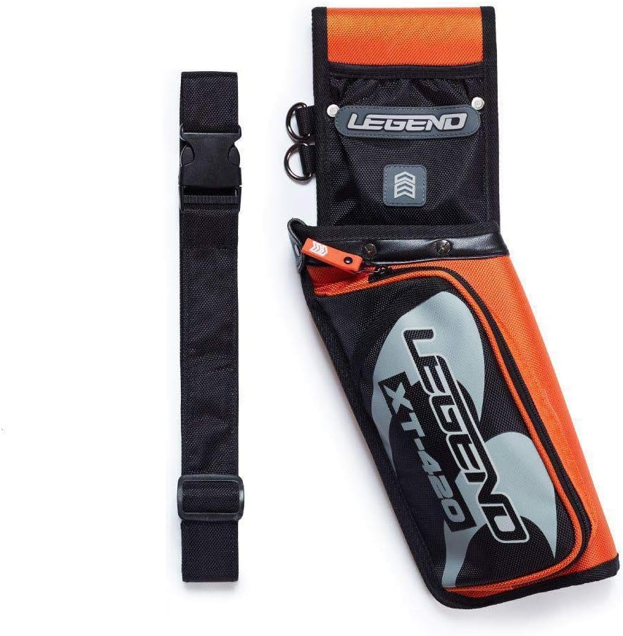 LEGEND XT420 - Archery Quiver for Arrows - Archery Hip Quiver with Belt, Fits 3 Arrow Tube Holder - Storage Pockets for Archery Accessories, Tools, Score Card - Premium Nylon Material - 5.25"x1.5"x16"