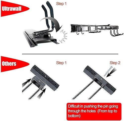 Miniatura 7 de Ultrawall Estante de almacenamiento de herramientas de 13 piezas, 64 pulgadas ajustable, sistema de almacenamiento montado en la pared con 9