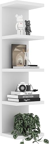 Miniatura 9 de Estante flotante de 5 niveles,Juego de 2 estantes de pared blanca,Estante de exhibición Blanco,Negro -,https://www.amazon.com/dp/undefined