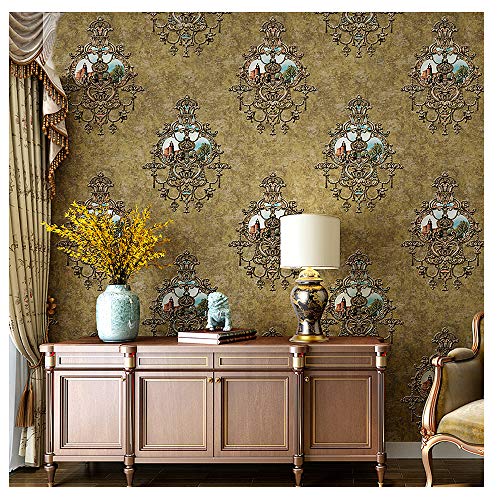 Blooming Wall Textured Vintage Damasks Floral Pattern Wallpaper Wallcoverings for
