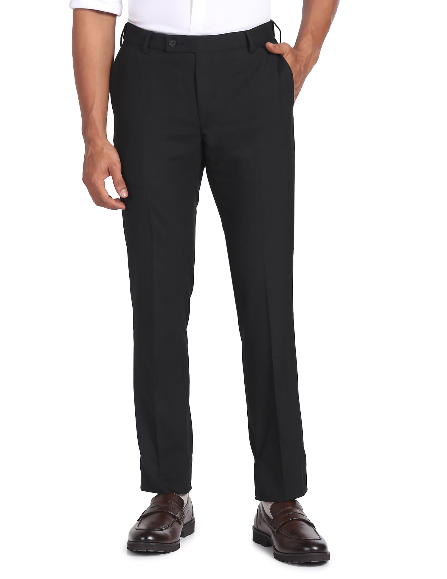 arrow Men's Heathered Regular Fit Polyester Formal Trouser-picture-22