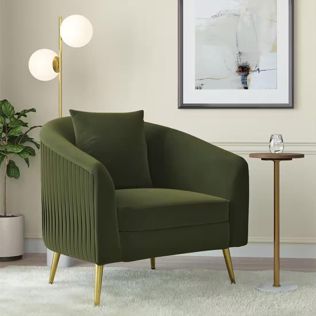 Urban Ladder Aiden Lounge Chair in Deep Olive Velvet Colour-picture-20