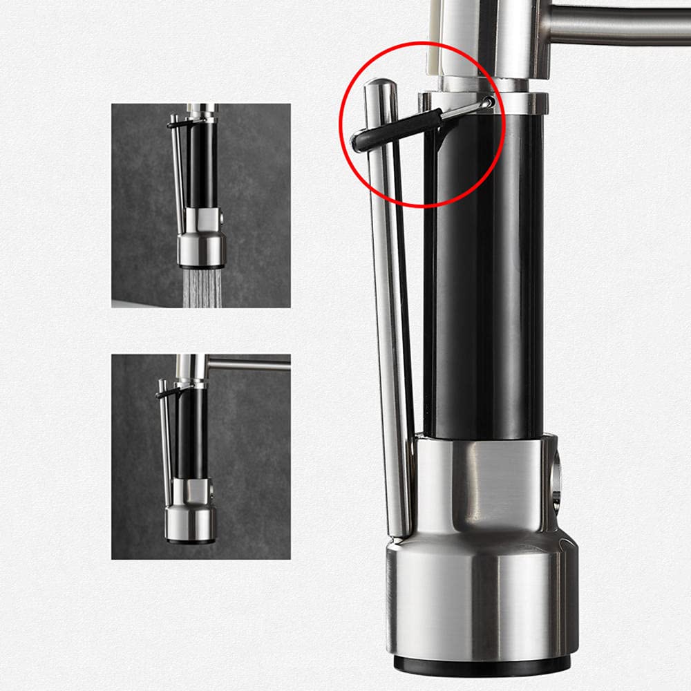 Grifo de cocina de 3 vías con filtro de agua, grifo mezclador para fregadero de cocina, llenador de ollas y caño con resorte, manguera extraíble, rociador, grifo mezclador para fregadero, purificador