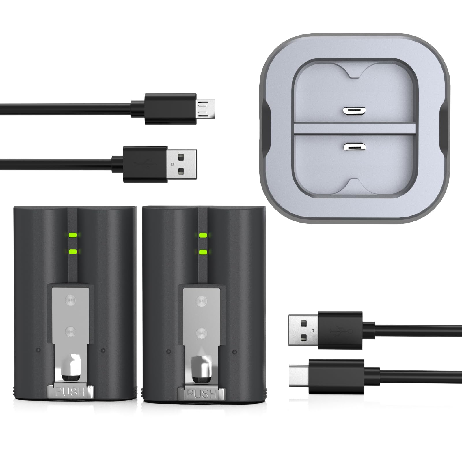 Lot de 2 batteries de rechange V4 pour Ring Doorbell 7200 mAh avec station de charge pour Ring Video Doorbell 2/3/3 Plus/4, Spotlight Cam, Stick Up Cam et Peephole Cam Indoor